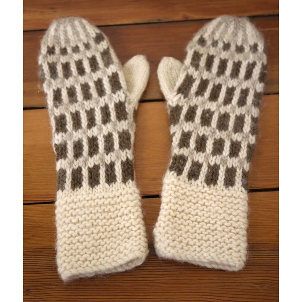 Bernie Sanders Style Vtg Recycled WOOL Chunky Knit HANDMADE Cream MITTENS 14"x5"